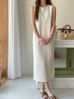 Load image into Gallery viewer, Korean Sleeveless Maxi Dress in Cream
