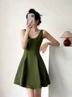 Load image into Gallery viewer, Sleeveless Flare Mini Dress in Green
