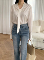 Load image into Gallery viewer, Korean Roi Tie Blouse [2 Colours]
