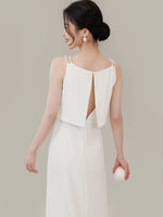 Load image into Gallery viewer, Beaded Cami Cutout Back Dress in White
