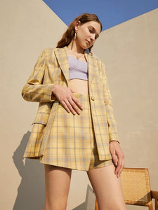 Plaid Mini Wrap Skirt in Yellow