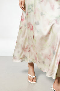 Vintage Floral Maxi Slip Skirt in Cream