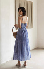 Load image into Gallery viewer, Textured Ruffle Cami Dress in Blue
