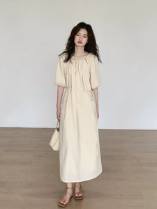 2-Way Relaxed Pocket Maxi Dress in Cream