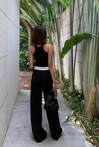 Deep Cut Cropped Tank in Black