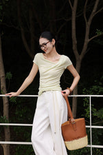 Load image into Gallery viewer, Tencel Blend Asymmetric Gathered Top [4 Colours]
