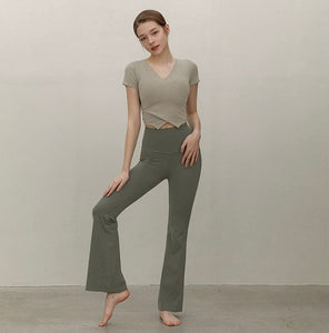 High Rise Cutout Back Flare Leggings [2 Colours]