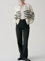 Load image into Gallery viewer, Mid Stripe Wool Cardigan in White
