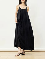 Load image into Gallery viewer, Korean Crepe Tent Maxi Dress in Black
