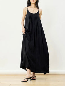 Korean Crepe Tent Maxi Dress in Black