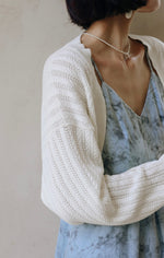 Load image into Gallery viewer, Laser Cut Bolero Cardigan in White
