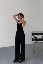 Load image into Gallery viewer, [Ready Stock] Wide Leg Relaxed Tailored Line Trousers in Black

