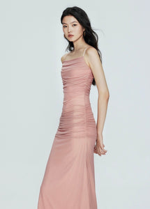 Tulle Layer Stretch Camisole Dress in Pink