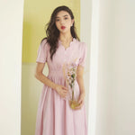 Load image into Gallery viewer, Vintage Scallop Edge Midi Dress in Pink
