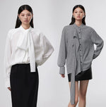 Load image into Gallery viewer, Oversized Ribbon Crepe Blouse [2 Colours]
