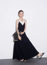 Load image into Gallery viewer, 2 Piece Tank + Drop Back Pocket Maxi Dress Set in Black
