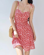 Load image into Gallery viewer, Canaria Floral Tie Strap Mini Dress in Red
