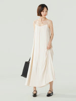 Load image into Gallery viewer, Fine Pleated Cami Maxi Dress in White
