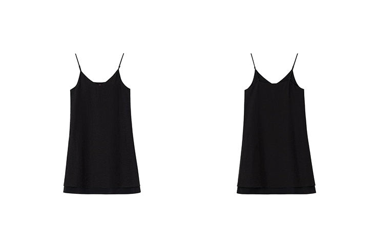 Tencel Mini Slip Dress in Black