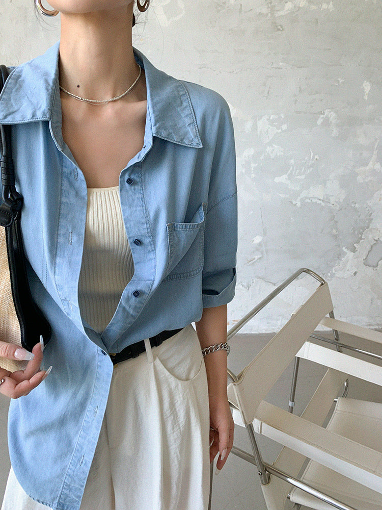 Chambray Shirt + Shorts Set