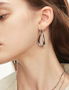 Oval Loop Drop Earrings in Silver