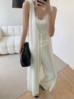 Load image into Gallery viewer, Light Knit Sleeveless Maxi Tie Cardigan in Cream
