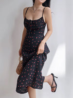 Load image into Gallery viewer, Boysenberry Printed Midi Dress in Black
