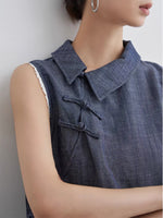 Load image into Gallery viewer, Chambray Pankou Top // Trousers Set in Blue
