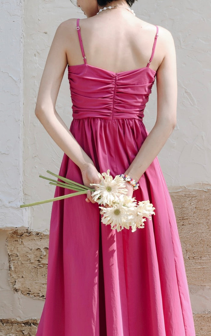 Rusching Cami Maxi Dress in Pink