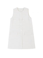 Load image into Gallery viewer, Textured Button Shift Dress in White
