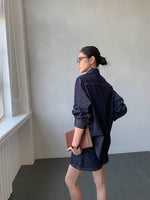 Load image into Gallery viewer, Denim Shirt + Skirt + Trousers Set in Navy
