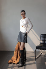 Load image into Gallery viewer, A-Line Faux Leather Mini Skirt in Black
