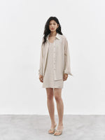 Load image into Gallery viewer, Tencel Blend Sheen Shirt in Oat Beige
