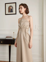 Load image into Gallery viewer, Origami Bustier Pocket Dress in Beige
