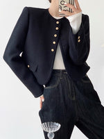 Load image into Gallery viewer, Mini Button Curve Tweed Jacket in Black

