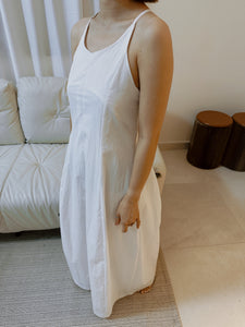 Korean Deep Cut Cami Maxi Dress in White