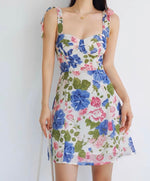 Load image into Gallery viewer, Lanzarote Floral Tie Strap Mini Dress in Print
