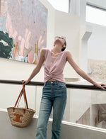 Load image into Gallery viewer, Sleeveless Twist Knit Top in Pink
