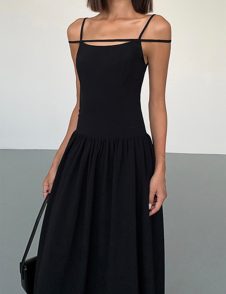 Double Cami Strap Maxi Dress in Black