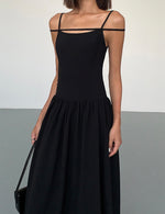 Load image into Gallery viewer, Double Cami Strap Maxi Dress in Black
