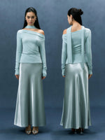 Load image into Gallery viewer, Toga Drape Top// Satin Maxi Skirt [2 Colours]
