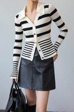 Load image into Gallery viewer, Multi Striped Cardigan Top in White/Black
