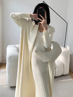 Load image into Gallery viewer, Light Knit Tie Maxi Cardigan in Cream
