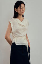 Load image into Gallery viewer, Korean Tencel Blend Wrap Tie Blouse [2 Colours]
