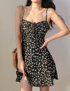 Onyx Floral Mini Dress in Black