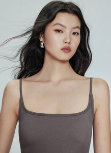 Padded Ribbed Square Neck Camisole [3 Colours]