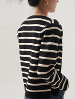 Load image into Gallery viewer, Wool Blend Striped Cardigan in Cream
