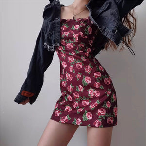 Rosee Floral Mini Dress in Red