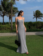 Load image into Gallery viewer, Stretch Cami Maxi Flare Dress in Grey
