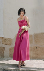 Load image into Gallery viewer, Rusching Cami Maxi Dress in Pink
